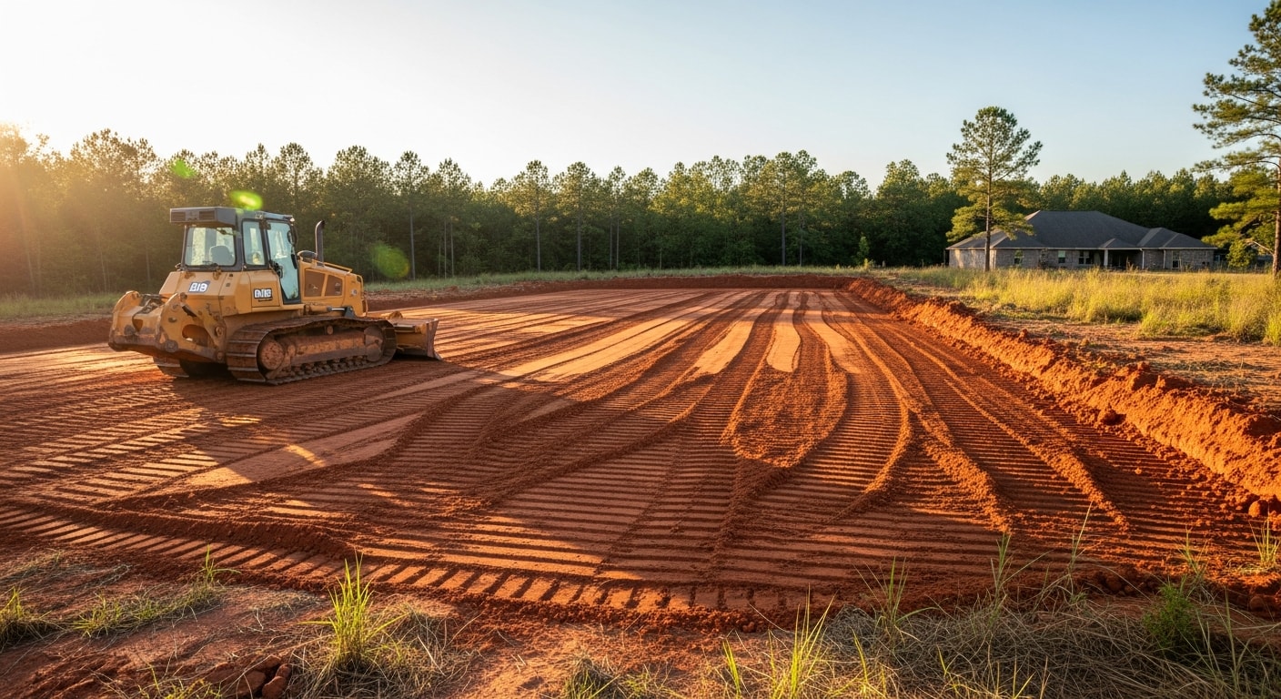 Dozer equipment performing site excavation and grading work