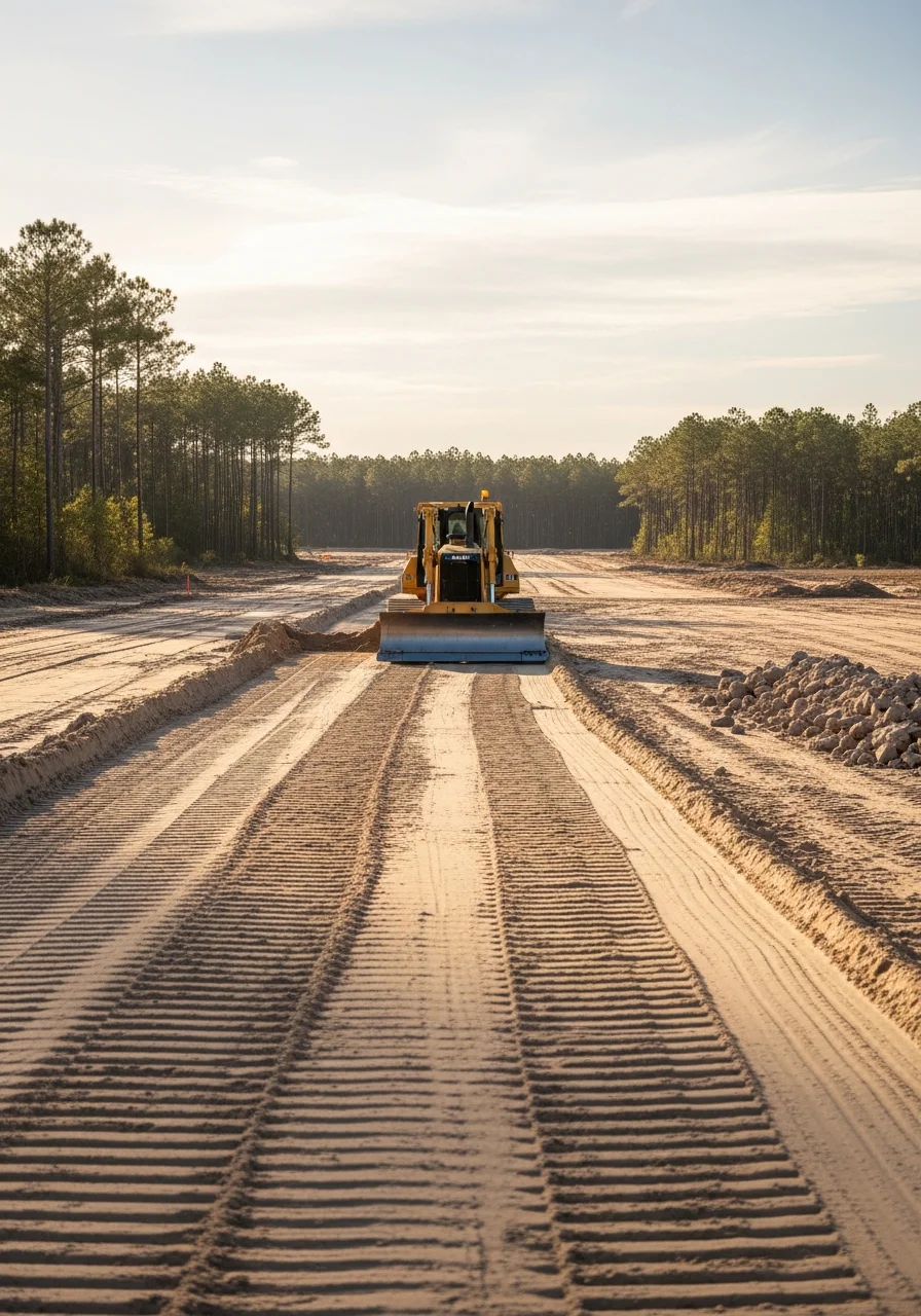 Dozer grading and site preparation work on Santa Rosa County property